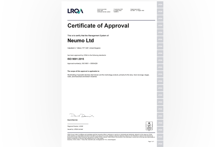 Quality management system according to LRQA ISO 9001:2015.  – Certificate 2025-2028